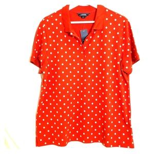 Lands’ End NWT Daisy Print Persimmon Polo SZ Large